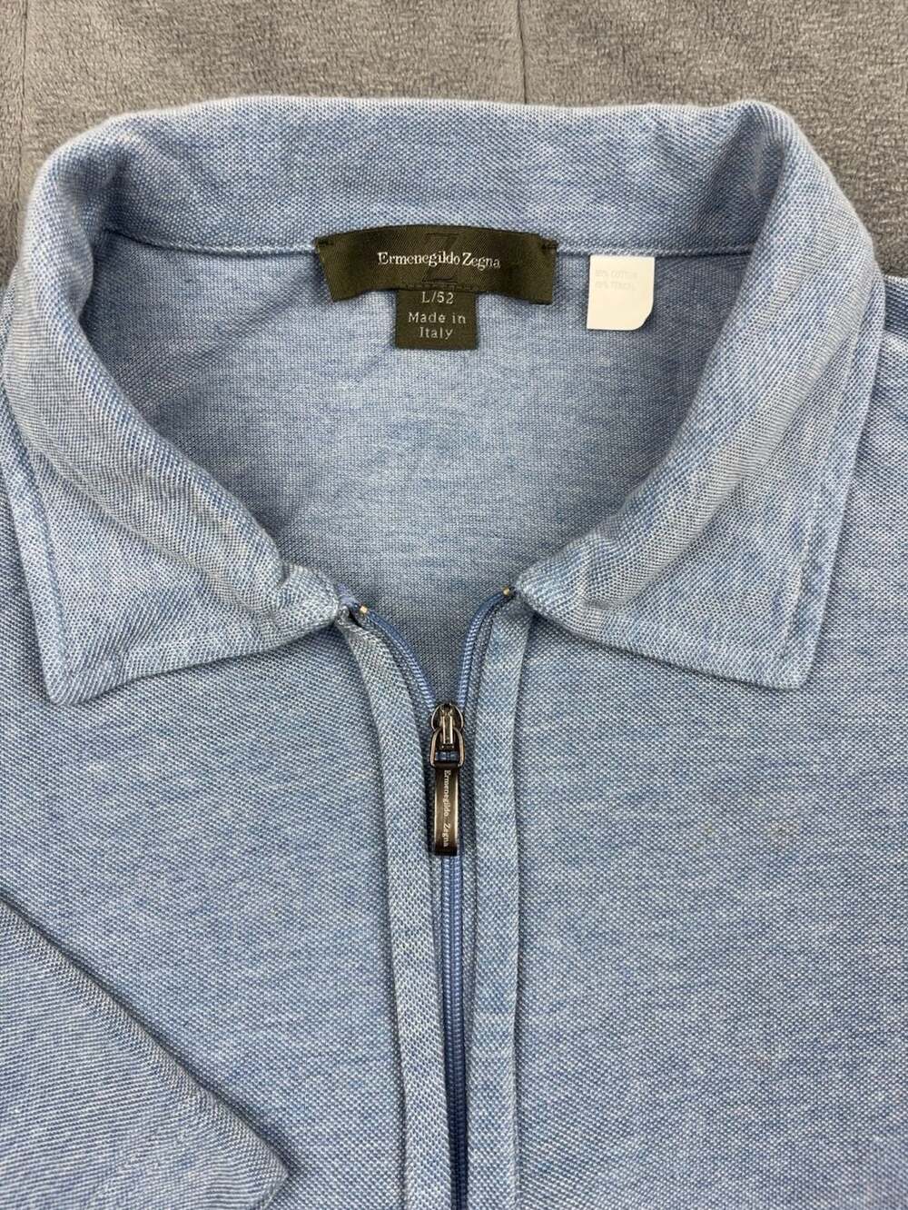 Ermenegildo Zegna Mens Quarter Zip Polo Shirt Blue Size L/52